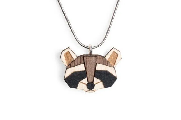 BeWooden BeWooden Halskette Kette mit Anhänger aus Holz, Waschbär, – Produktbild 1 von 3