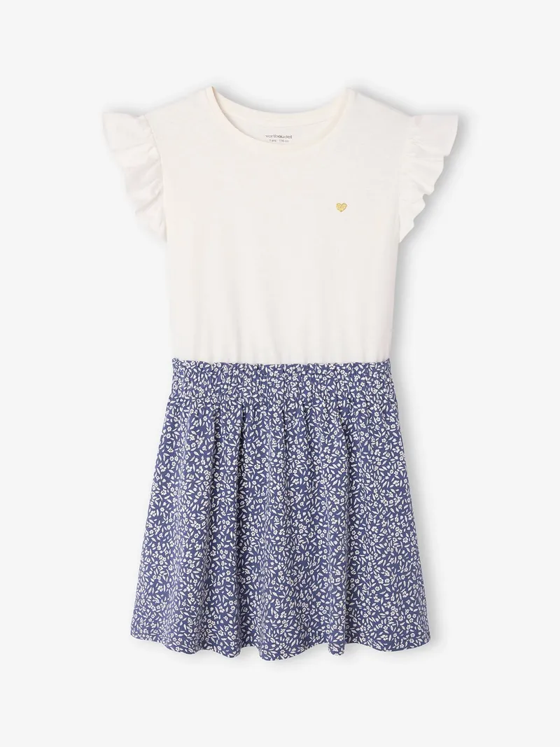 Vertbaudet 2-in-1-Kleid mit Herzstickerei Mädchen -, Indigo-blau, – Produktbild 1 von 3