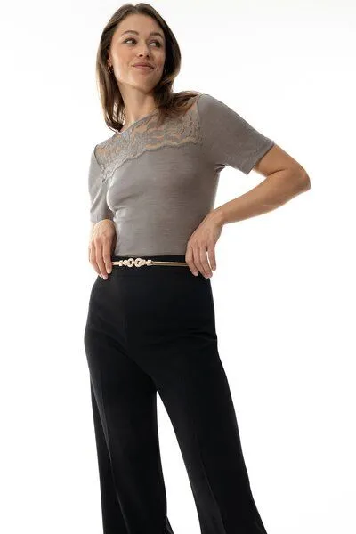mey Mey Damen T-Shirt Serie "Wool Love" Merinowolle, Deep taupe, – Produktbild 1 von 3