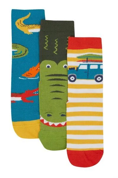 Frugi Frugi Kindersocken in Dreierpack mit Krokodile – Produktbild 1 von 3