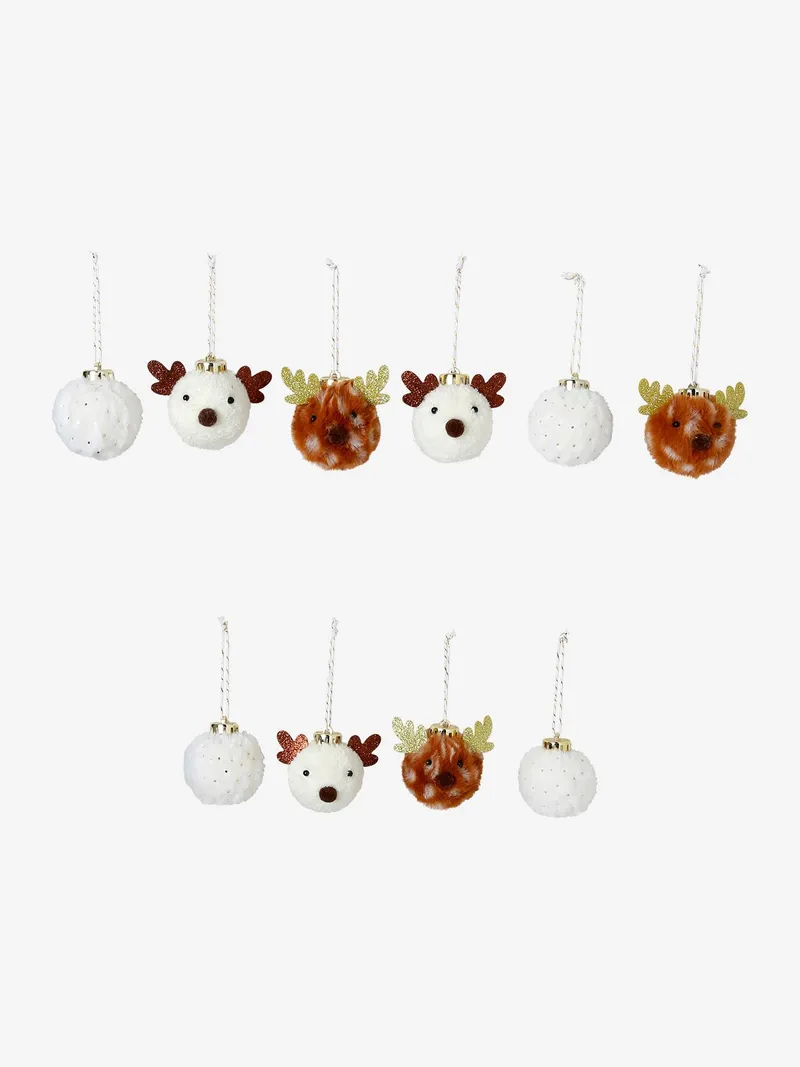 Vertbaudet 10er-Set Weihnachtsbaumkugeln aus Kunstfell, Beige, – Produktbild 4 von 4