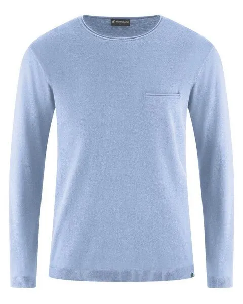 HempAge HempAge Herren Sommer Pullover Hanf/Bio-Baumwolle, Water (blau), – Produktbild 1 von 1