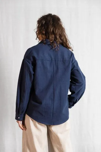 Jyoti - Fair Works Jyoti - Fair Works Bio-Baumwoll Flanellshirt Ashrit, Grau-blau, – Produktbild 4 von 4