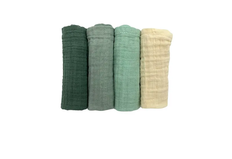 furora BABY furora BABY Spucktuch Baby Mulltücher Sets (Bio-Musselin: super soft) 80x80cm oder 25x25cm, Sehr weich, Grün, – Produktbild 1 von 5