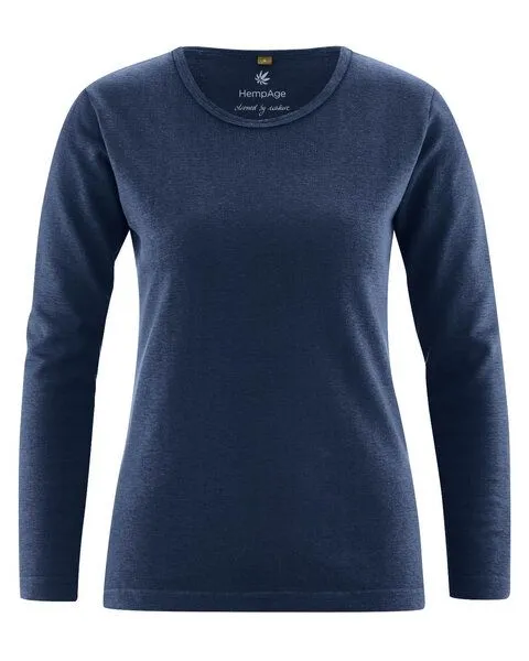 HempAge HempAge Hanf Langarmshirt Naomi, Navy (blau), – Produktbild 1 von 2