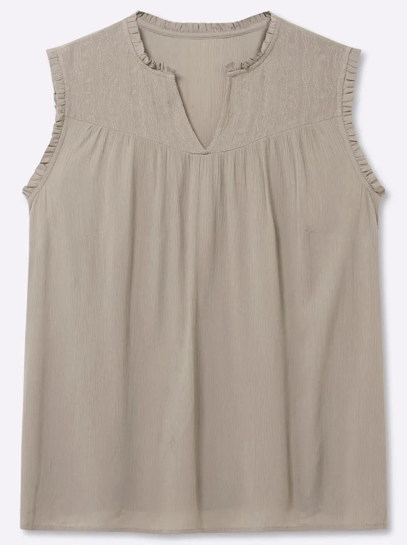sheego Ärmellose Bluse sesam, Sesam, – Produktbild 1 von 2
