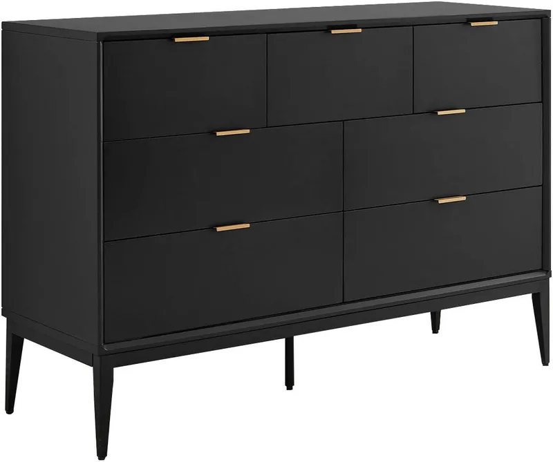 Leonique Kommode Lavisha, FSC-zertifiziertes Holz kombiniert Melamin, verchromten Metallgriffen, Schwarz, – Produktbild 2 von 5