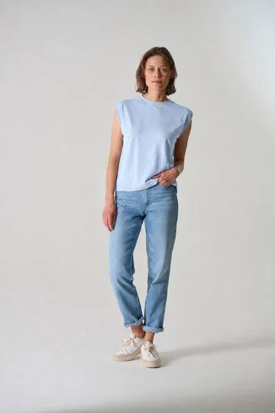 HempAge HempAge Damen ärmelloses T-Shirt Hanf/Biobaumwolle, Smoke(blau), – Produktbild 2 von 4
