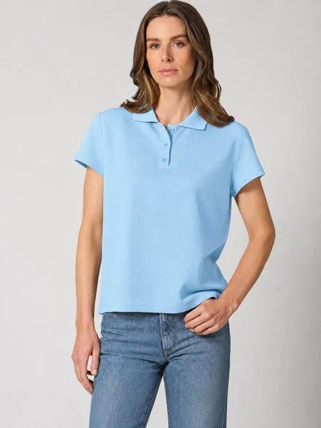 HempAge HempAge Klassisches Damen-Poloshirt Hanf/Biobaumwolle, Glacier (blau), – Produktbild 2 von 4