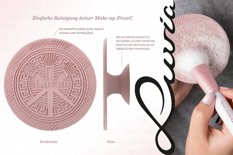 Luvia Cosmetics Kosmetikpinsel-Set PRIME VEGAN CANDY, 10 tlg., für Foundation, Puder, Blush, Highlighter & präzise Eye-Looks, Rosa|weiß, – Produktbild 4 von 5