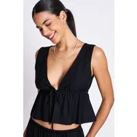 JAN N JUNE JAN 'N JUNE Damen vegan Krawatten-Top Vester Schwarz – Produktbild 1 von 1