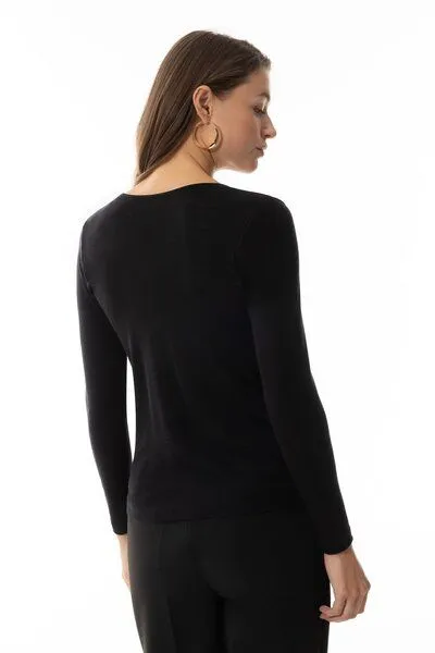 mey Mey Damen langarm Shirt aus Merinowolle Serie "Exquisite", Schwarz, – Produktbild 2 von 3