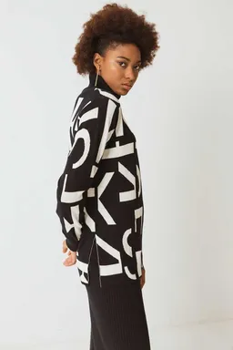 SKFK SKFK Damen vegan Pullover Isetza Schwarz Weiß – Produktbild 1 von 1