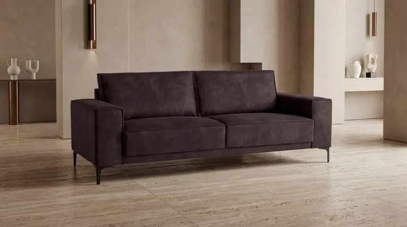 OTTO home 3-Sitzer OLAND Luxus-Microfaser, Sofa, B: 224 cm, Skandi-Design, Braun, – Produktbild 2 von 5
