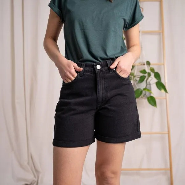 Vresh Clothing Vresh Clothing Stev - Jeans-Shorts aus Biobaumwolle, Schwarz, – Produktbild 1 von 4