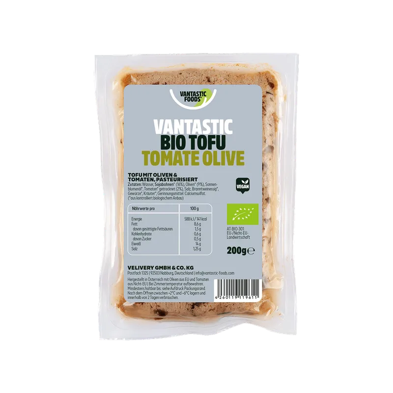 Vantastic Foods Bio Tofu Tomate-Olive, BIO, 200g – Produktbild 1 von 1