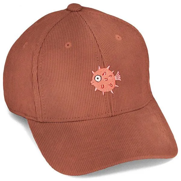 LIGARTI Bestickte Cord Cap – Kurt der Kugelfisch – LIGARTI Tiermanufaktur, Terracotta, – Produktbild 1 von 4