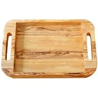 NATUREHOME NATUREHOME Holztablett Olivenholz Einzigartig Massiv mit Griffen Serie NH-F – Produktbild 1 von 1