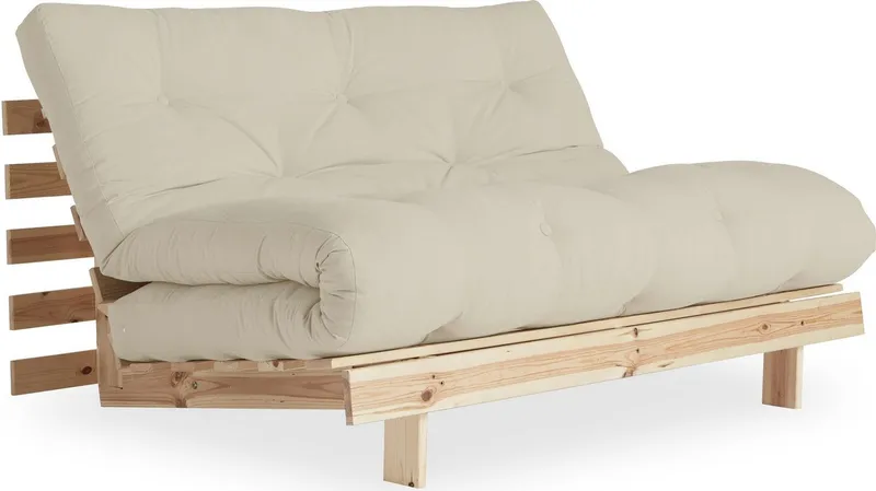 Karup Design Daybett Roots Sofa Bed, Schlafsofa, Bettfunktion, FSC®-Massivholz, Inkl. Futonmatratze, Made in Europe, langlebig, B: 140 oder 160 cm, Beige|grau, – Produktbild 2 von 5