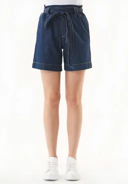 ORGANICATION ORGANICATION Paperbag-Shorts aus Bio-Baumwolle in Denim-Optik – Produktbild 1 von 1