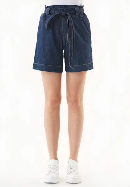 ORGANICATION ORGANICATION Paperbag-Shorts aus Bio-Baumwolle in Denim-Optik, Blue, – Produktbild 1 von 4