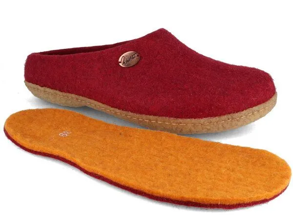 WoolFit WoolFit Filzpantoffeln „Classic“ mit Naturgummisohle mit weichen Filzeinlagen, Dunkelrot, – Produktbild 4 von 4