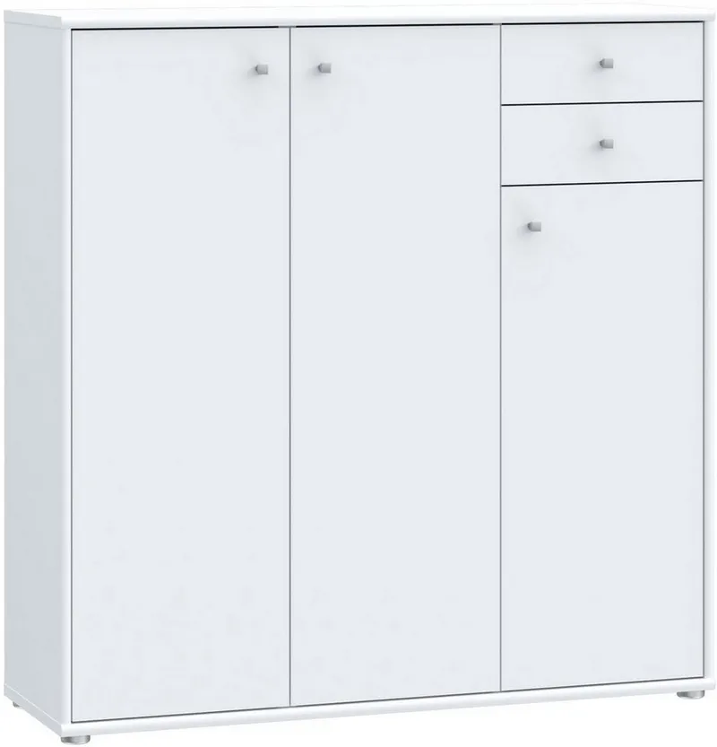 FORTE Kommode Tempra, Kommode, 3 Türen, 2 Schubkästen, viel Stauraum, Breite 108,8 cm, Weiß, – Produktbild 2 von 5