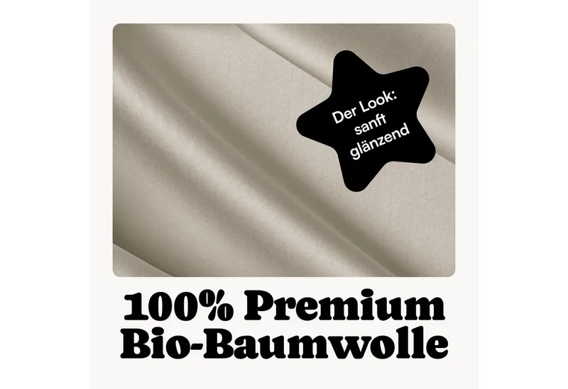 Seralino Bettwäsche Mako Satin Bettwäsche (100% Bio Baumwolle) mit Kissenbezug, 2 teilig, Fairtrade/ GOTS zertifiziert, uni Bettwäsche Set mit Reißverschluss, Braun, – Produktbild 3 von 5