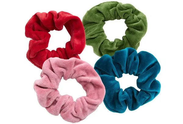 Leela Cotton Leela Cotton 4er Scrunchies, Rot/grün/rosa/blau, – Produktbild 1 von 1