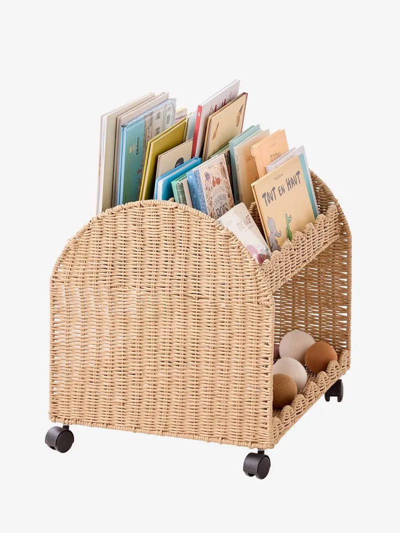 Vertbaudet Bücherregal auf Rollen FESTON klein Kinderzimmer Papierkordel, Beige, – Produktbild 3 von 4