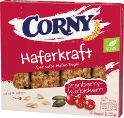 Corny Corny Haferkraft Cranberry-Kürbiskern Haferriegel, vegan, 4 Stück, 140g – Produktbild 1 von 1