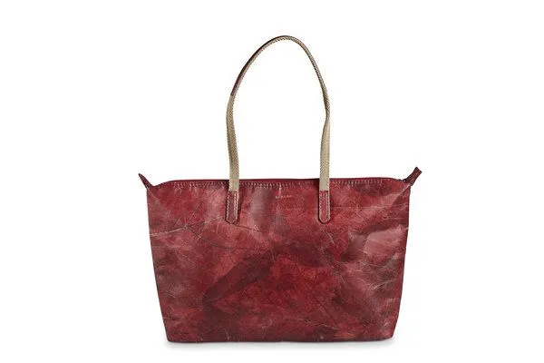 BELEAF BELEAF Vegane Tasche "SHOP LEAF" aus Blattleder, Poppy red, – Produktbild 2 von 4