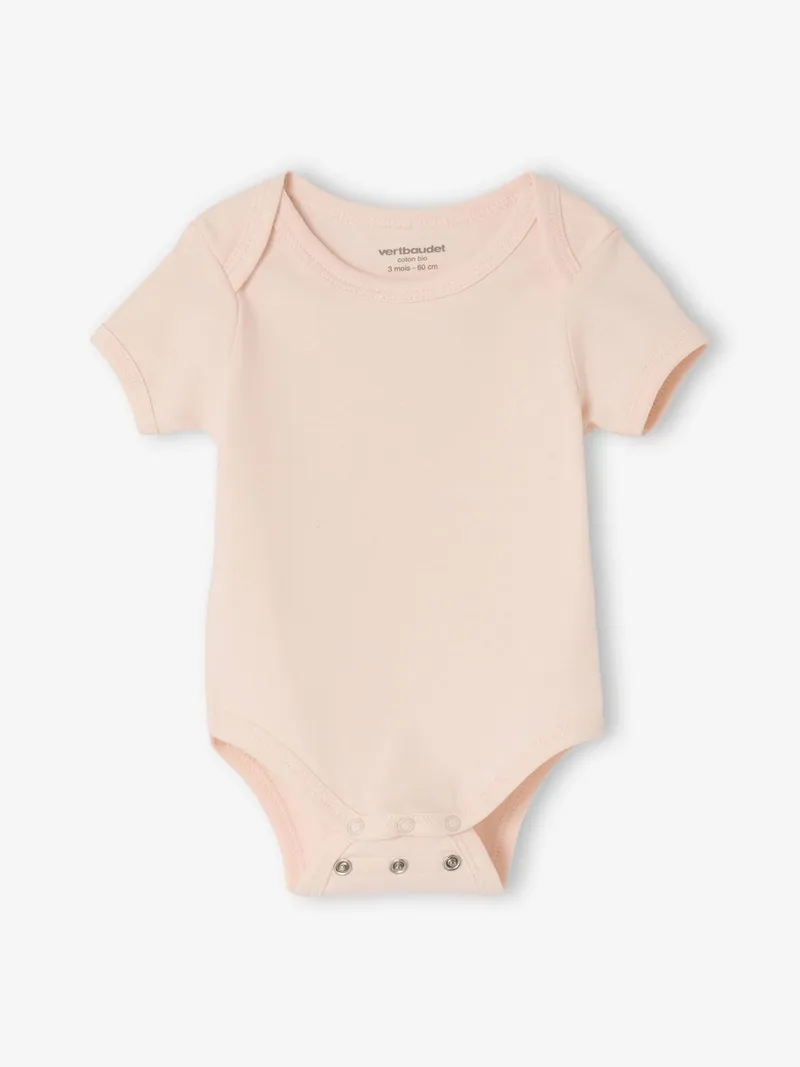 Vertbaudet 3er-Pack Baby Bodys mit kurzen Ärmeln, Hellrosa, – Produktbild 3 von 3