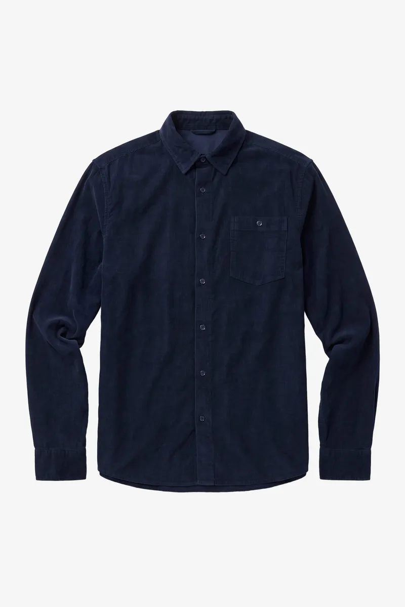 KnowledgeCotton Apparel KnowledgeCotton Apparel Herren vegan Hemd Regular Passform Cord Nachtblau, Blau, – Produktbild 1 von 1