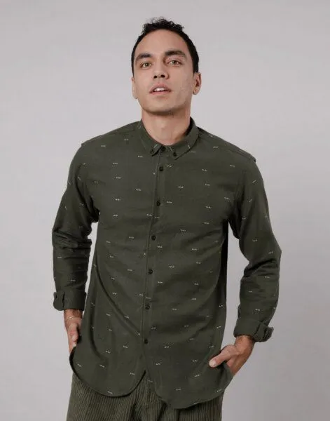 Brava Fabrics Brava Fabrics Eyes Flannel Regular Shirt Kakhi – Produktbild 2 von 4