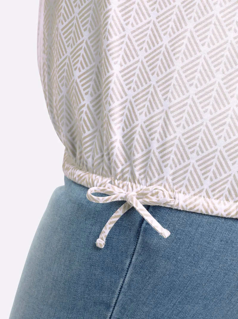 sheego Rundhalsshirt sand-weiß-bedruckt, Sand-weiß-bedruckt, – Produktbild 2 von 2
