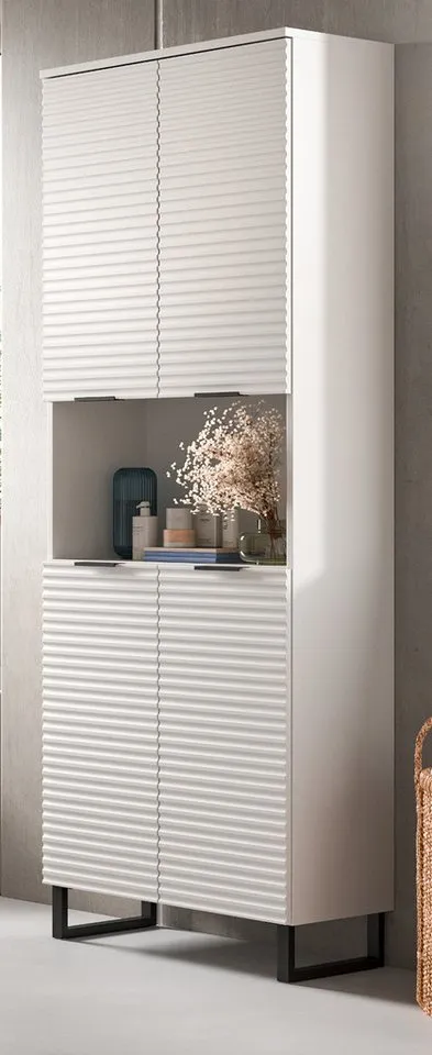 Inn.Furn Hochschrank Roove (Großer Badschrank in Weiß, 4-türig, 70 x 193 cm) mit Soft-Close-Funktion, Weiß, – Produktbild 2 von 5