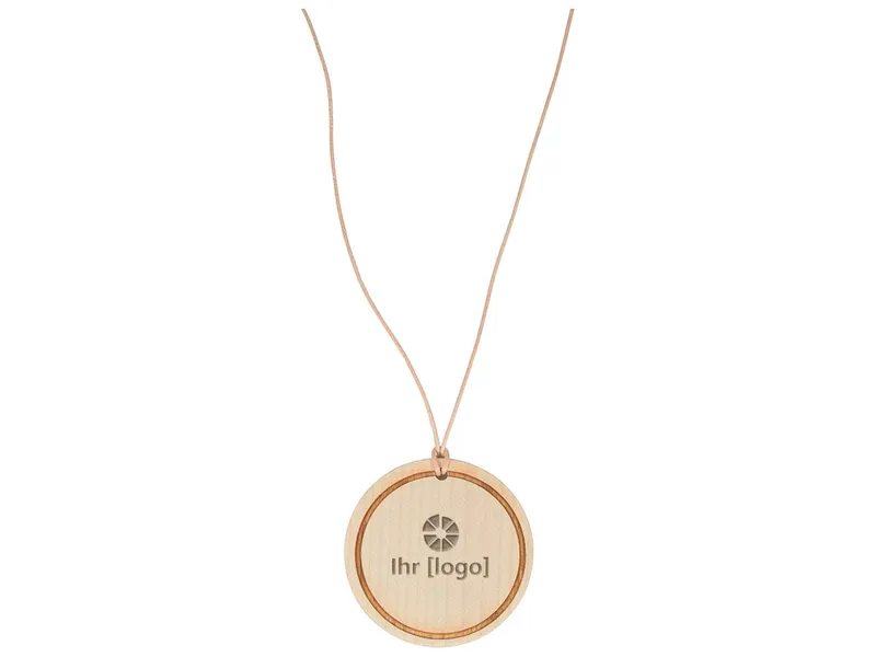FSC-zertifizierte Medaille mit Bohrung und Lederband rund 70 x 5 mm – Produktbild 1 von 1