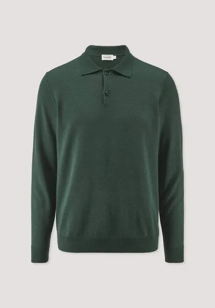 hessnatur hessnatur Strick Polo Regular aus reiner Bio-Merinowolle, Wacholdergrün, – Produktbild 4 von 4