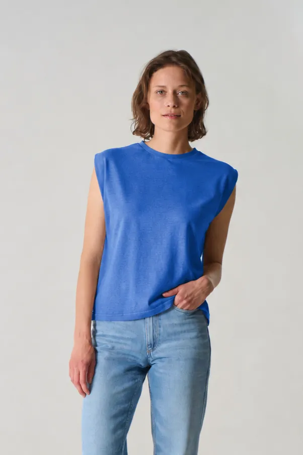 HempAge Hempage Damen vegan Ärmelloses T-Shirt In Königsblau, Blau, – Produktbild 2 von 2
