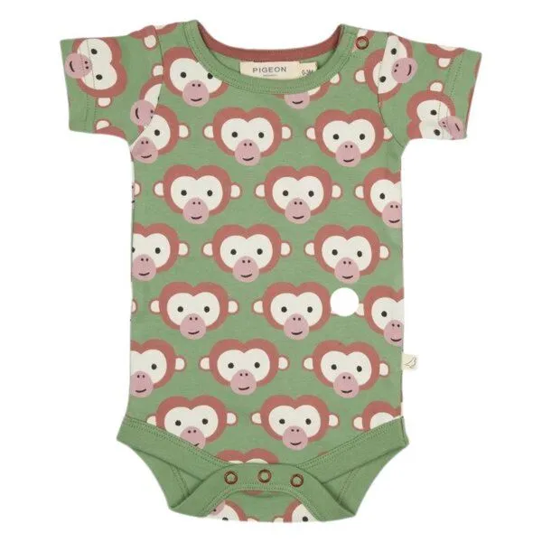 Pigeon by Organics for Kids Pigeon by Organics for Kids Kinder-Kurzarmbody mit Aufdruck, Grün (mit affendruck), – Produktbild 1 von 1