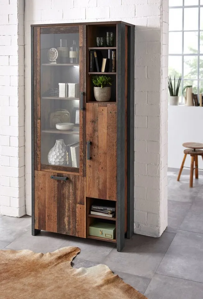 FORTE Highboard Clif, Höhe 205 cm, Beige, – Produktbild 2 von 5