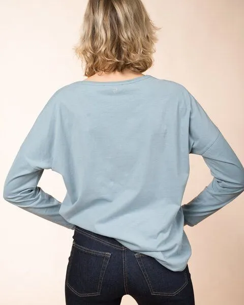 Alma & Lovis Alma & Lovis Oversized Langarmshirt aus Bio-Baumwolle | Loose Shirt, Hellblau, – Produktbild 3 von 4
