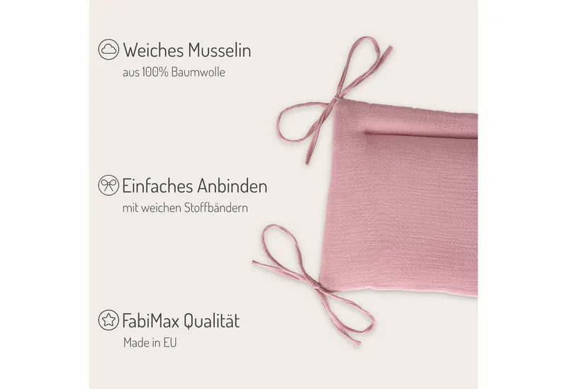 FabiMax Beistellbett Babybett Boxspring weiß lackiert, 90 x 55 cm Liegefläche, aus Buchenholz, Stufenlos höhenverstellbar 40-73 cm, Holz-Lattenrost, Rosa, – Produktbild 3 von 5