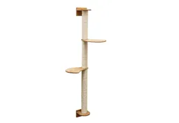 eyepower Kratzbaum zur Wandmontage-130 cm Wandkratzbaum für Katzen mit 2 Bambus Plateaus, Sistammstamm Wand - Katzenkratzbaum platzsparend - Kletterwand Katze – Produktbild 1 von 1
