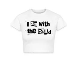 Spreadshirt T-Shirt I Am With The Band Festival Rock Bandshirt Crop Top (1-tlg) Slim Fit, Crop Top – Produktbild 1 von 1
