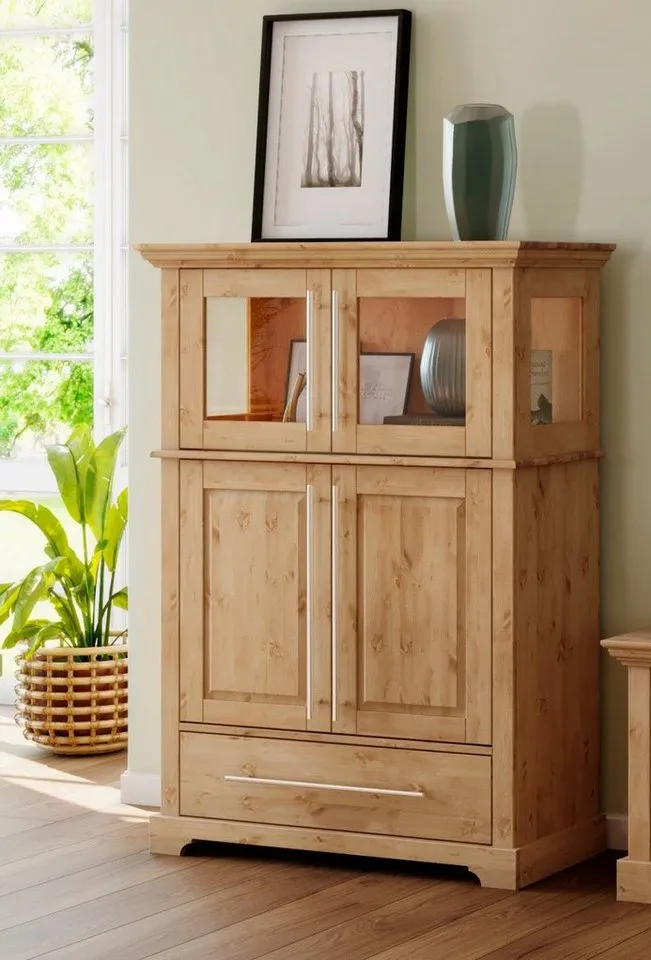 OTTO home Highboard Melissa Vitrine Breite/Höhe/Tiefe 94/39/133 cm, Beige, – Produktbild 3 von 5
