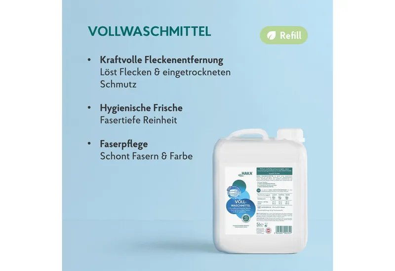 HAKA Vollwaschmittel Flüssig Nachfüller 5l Vollwaschmittel, Weiß, – Produktbild 3 von 5