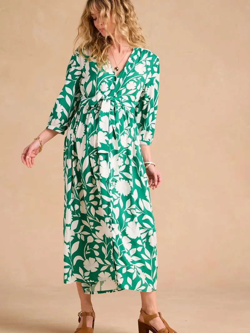 Envie De Fraise Maxikleid mit Blumen für Schwangerschaft und Stillzeit ENVIE DE FRAISE, Grün, – Produktbild 2 von 4
