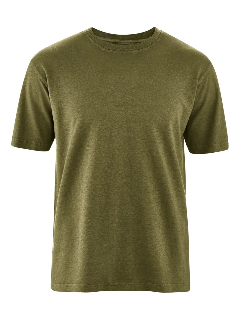 HempAge Hempage Herren vegan T-Shirt Basic Torfgrün, Grün, – Produktbild 1 von 2